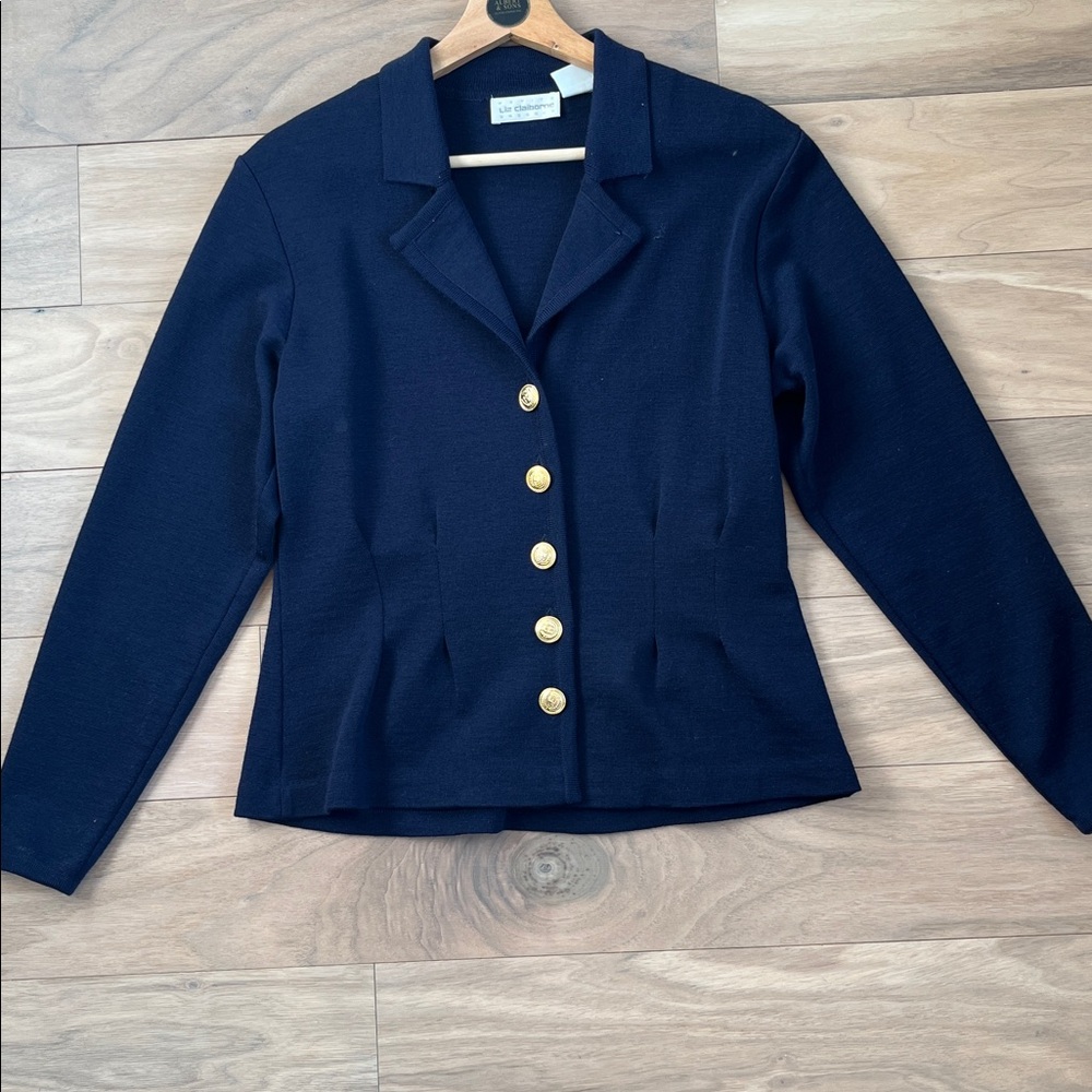 Vintage Wool Navy Blazer Jacket Size S Preppy Equestrian